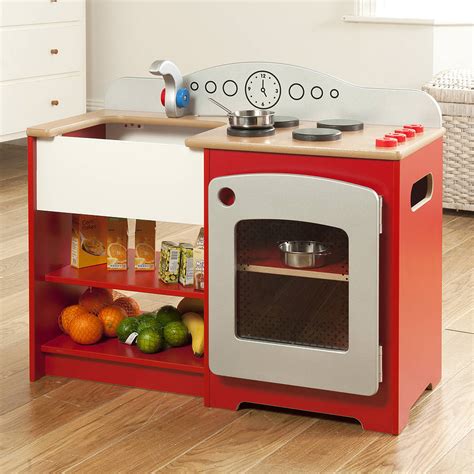 kids play kit wooden red country play kitchen by millhouse ...