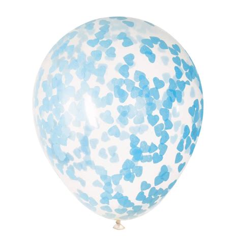 Blue Heart Confetti Filled Balloons | Blue Heart Party Decorations