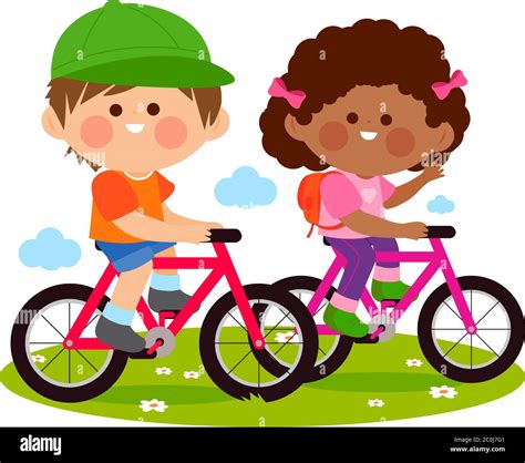 Kids Riding Bikes Clipart