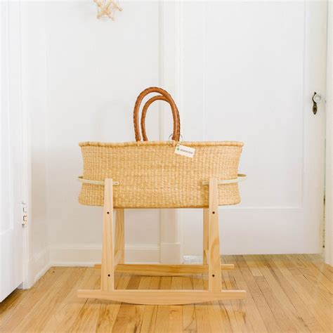 Modern Rocking Bassinet Stand- Natural Pine (In Stock) – Design Dua.