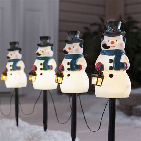 Snowman Stakes Pathway Markers Christmas Holiday Lights Outdoor Decor ...