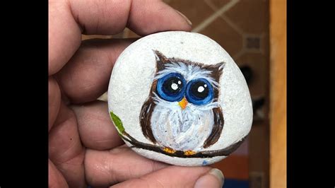 Cute Owl Painted Rock Tutorial - YouTube