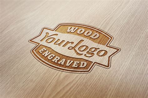 Wood Engraved Logo MockUp | GraphicBurger