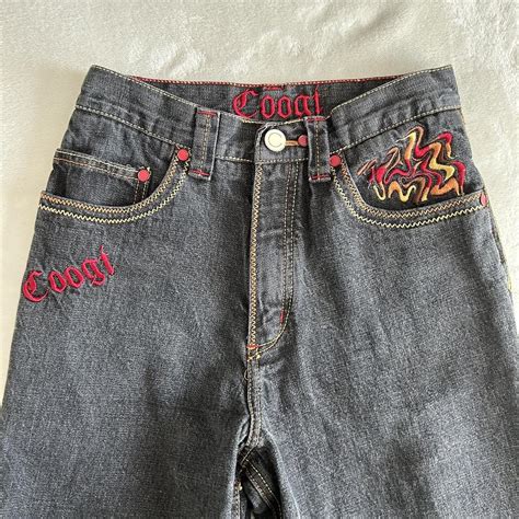 Coogi Women's Navy and Orange Jeans | Depop