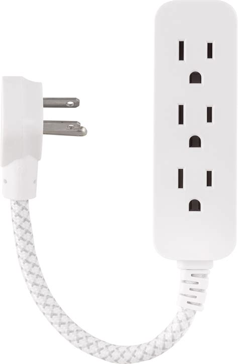 Philips 3-Outlet Extension Cord with Surge Protection, 6in. Braided Cord, Gray and White ...