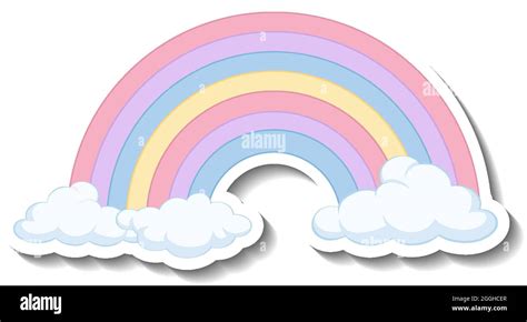 Isolated pastel rainbow with clouds cartoon sticker illustration Stock Vector Image & Art - Alamy