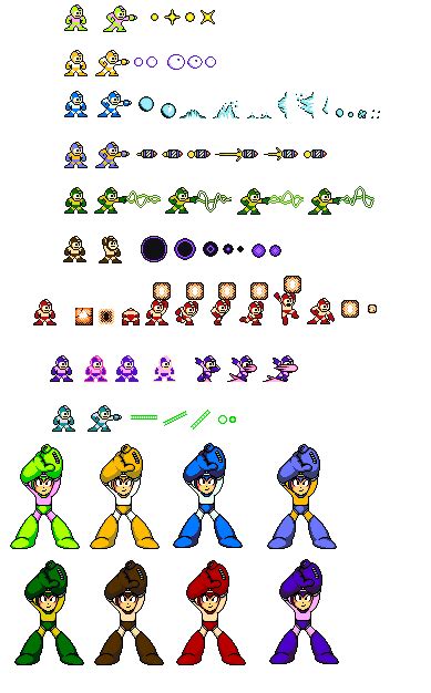 Megaman V Stardoid weapons in color