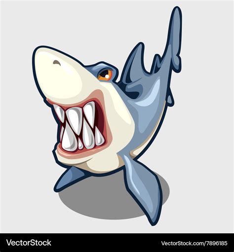 Evil shark with sharp teeth isolated Royalty Free Vector