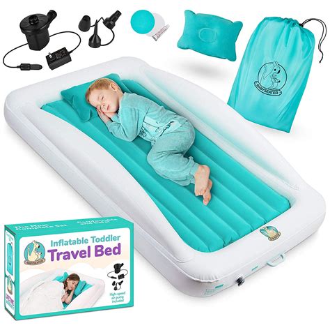 Camping Inflatable Toddler Bed with Safety Bumper Portable Blow Up Toddler Bed with Sides for ...