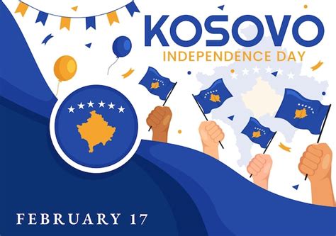 Premium Vector | Kosovo independence day vector illustration with waving flag in happy republic ...