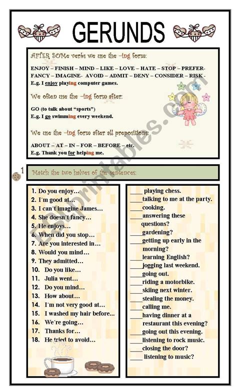 GERUNDS - ESL worksheet by Paola_