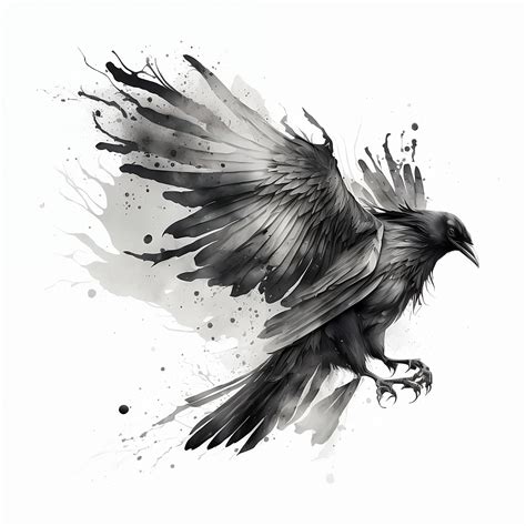 Raven Tattoo Design White Background PNG File Download High Resolution - Etsy