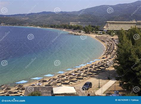 Paid Beach of Porto Carras Grand Resort. Editorial Stock Image - Image ...