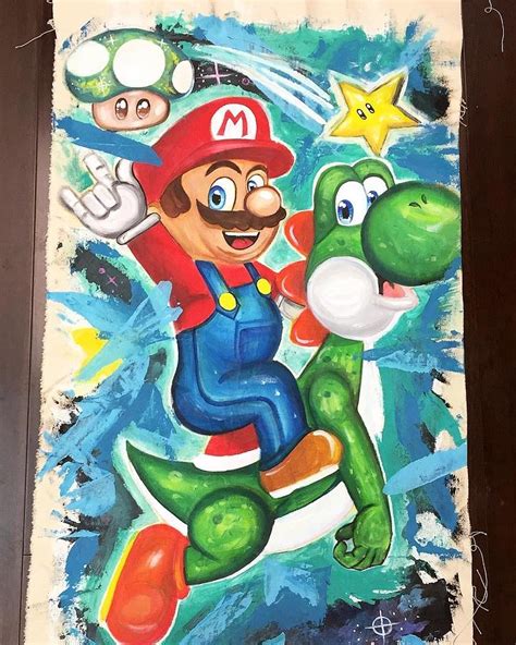 Mario and Yoshi Painting by Natalie Ingram | Fine Art America