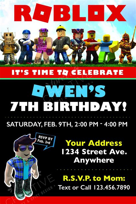 ROBLOX Inspired Customizable Birthday Party Invitation Corjl Template Easy to Print at Home red ...