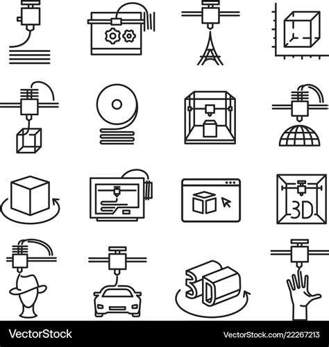 3d printing symbol three dimensional line icon Vector Image