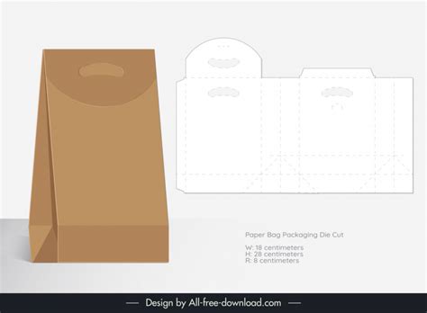 Paper bag packaging templates vectors free download graphic art designs