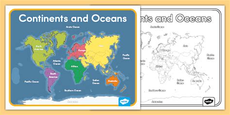 Blank Continents and Oceans Map | Geography Resources