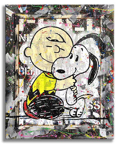 Snoopy & Charlie Brown Hug – Original Painting on Canvas by Gardani ...