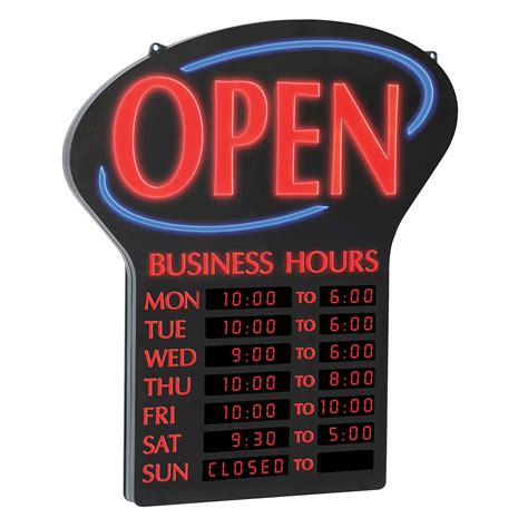 Newon LED Open Sign with Digital Business Hours | eBay