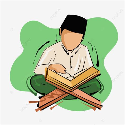 Male Santri Reading The Al Quran, Hari Santri, Santri Day, Santri Ngaji PNG Transparent Clipart ...