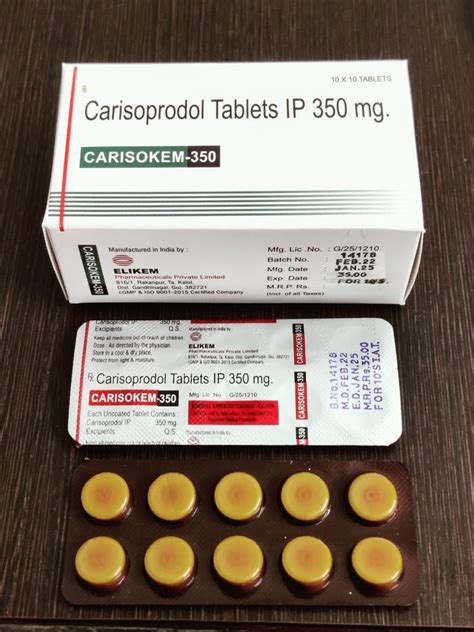 Carisoprodol Tablets, Prescription, Treatment: Musculoskeletal Pain, Rs ...