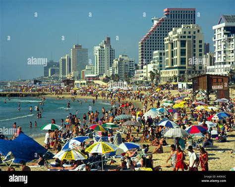 Israel Tel Aviv Jaffa Jerusalem beach crowded beach on a summer day Stock Photo: 3556203 - Alamy