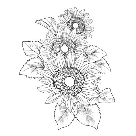 outline sunflower tattoo drawing, line drawing outline sunflower tattoo drawing, stencil ...