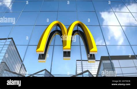 Editorial McDonalds logo on glass building Stock Video Footage - Alamy