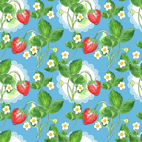 strawberries pattern fabric - katerinasaff - Spoonflower