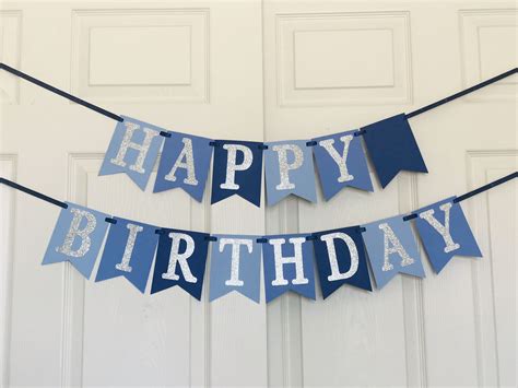 Blue Theme Happy Birthday Banner | Happy birthday banners, Birthday banner, Happy birthday