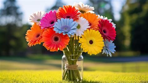 Premium AI Image | vibrant gerbera daisy bouquet showcases natural beauty