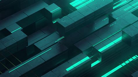 2048x1152 3d Abstract Neon Glow Teal Digital Art Shapes 2048x1152 Resolution HD 4k Wallpapers ...