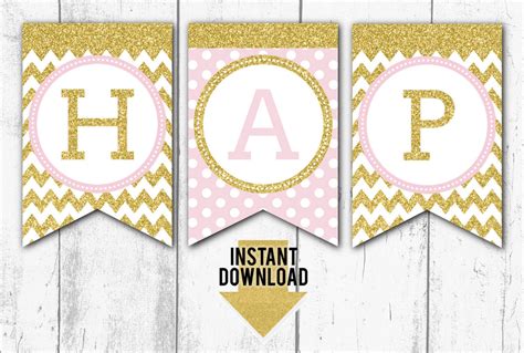 PRINTABLE BIRTHDAY BANNER Happy Birthday Banner Girls | Etsy