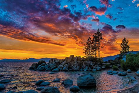 Sunset Sand Harbor Beach Lake Tahoe Wallpapers - Wallpaper Cave