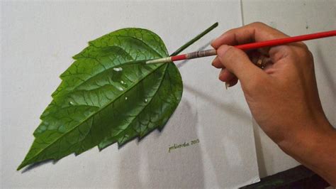 Realistic Leaf Acrylic Painting in Time-lapse by JM Lisondra