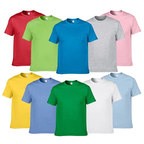 Summer Style High Quality 100% Cotton Solid Color T Shirt Men Pure color Tees Brand Short Sleeve ...