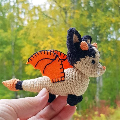 Bat Dragon plush toy. Creative me pets. Mini crochet animals. | Etsy