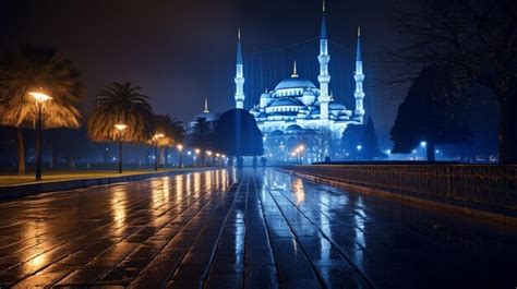 Premium AI Image | Night view of The Blue Mosque