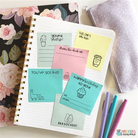 Printable Sticky Notes - Markers & Minions