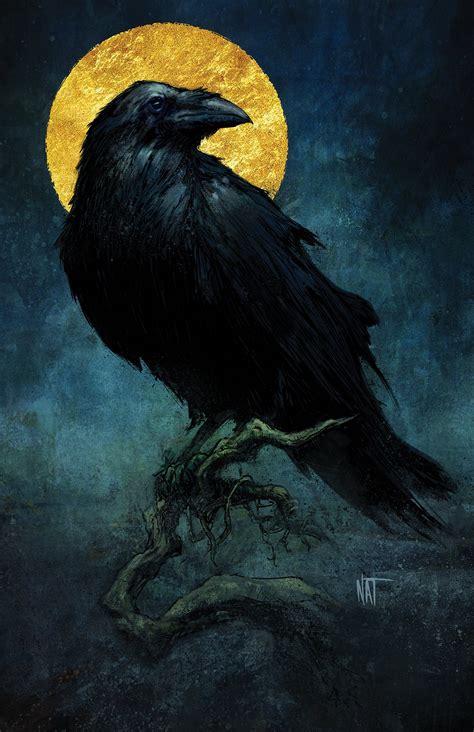 Moon Raven print by Nat Jones raven crow black bird Nat | Etsy