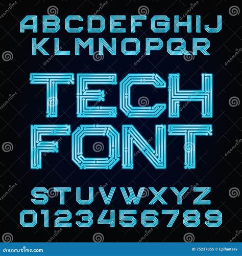 Tech font. Vector Alphabet stock vector. Illustration of alphabet - 75237855