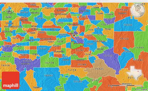 Political 3D Map of ZIP Code 75216