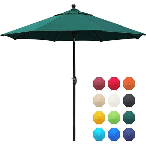 EliteShade Sunbrella 9Ft Market Umbrella Patio Outdoor Table Umbrella with Ventilation and 5 ...