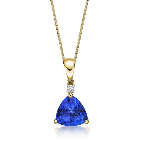 1.80 ct Tanzanite Trillion & Diamond Pendant | Tanzanite Direct