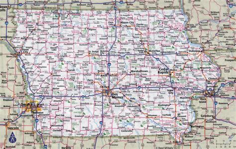 Large detailed roads and highways map of Iowa state with all cities | Iowa state | USA | Maps of ...