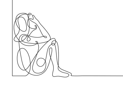 Sad girl continuous one line drawing, people feeling stress 3276189 Vector Art at Vecteezy