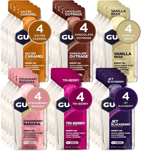 GU Energy Assorted Flavors Gluten Free Energy Gels, 24-Count