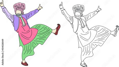 Bhangra Dance vector, Bhangra logo, Indian Punjabi dance line art illustration, Sketch drawing ...