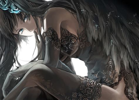 Anime Girl Dark Wings Wallpaper Widescreen | Wallpapers Area